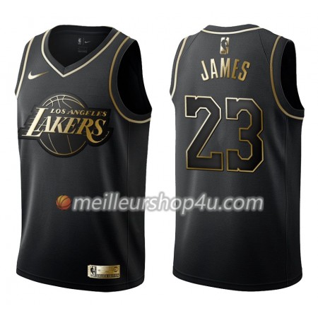 Maillot Basket Homme Los Angeles Lakers LeBron James 23 Nike Noir Gold Edition Swingman